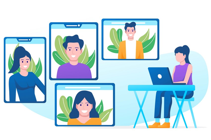 A group of people having an online meeting for MCCQE1 exam preparation.