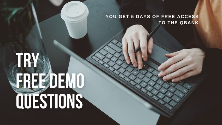 Person using a tablet with keyboard and stylus, coffee nearby, exploring free demo questions and 5 days of access to the QBank for MCCQE1 exam preparation. Start your MCCQE1 journey with essential resources today!.
